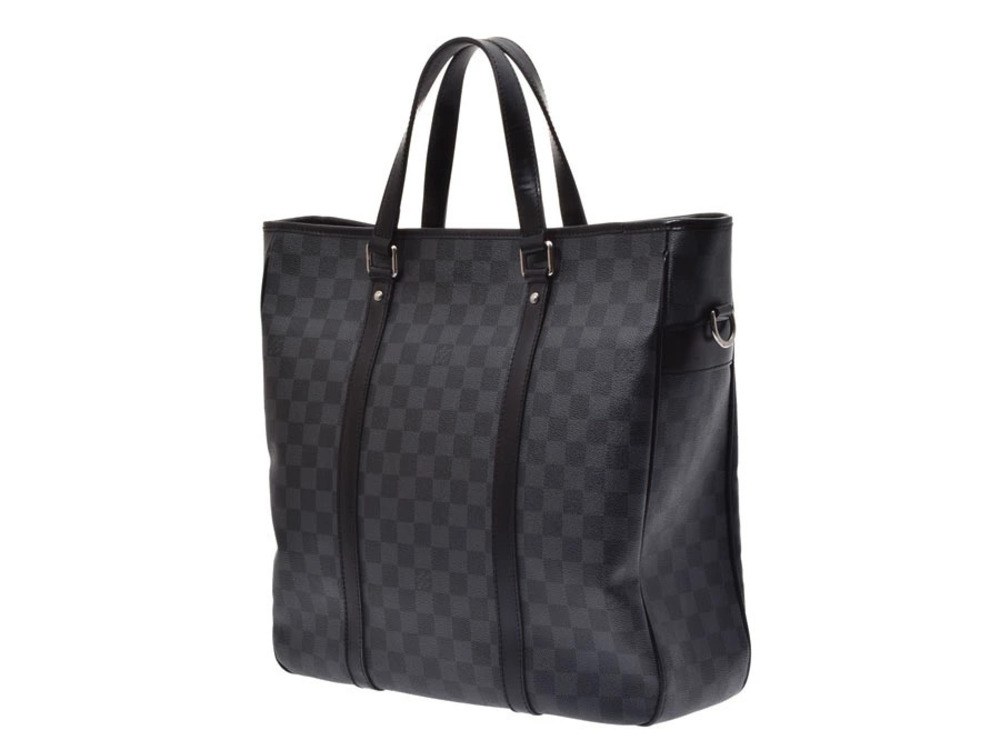 Louis Vuitton Bag Tote Black Leather Graphite Black Tadao Black